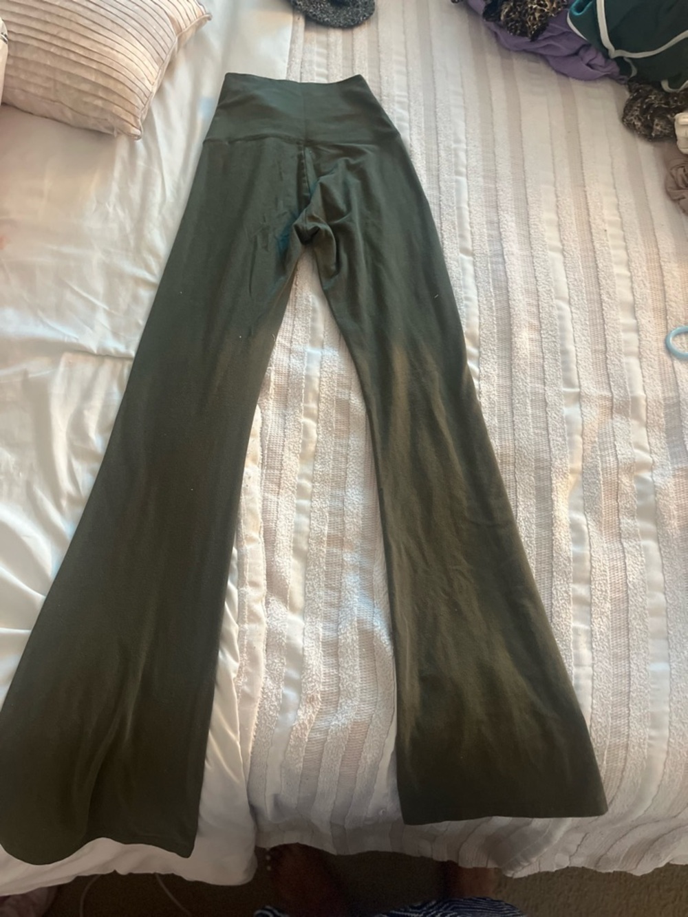 Kids Olive Green Flared Bottoms